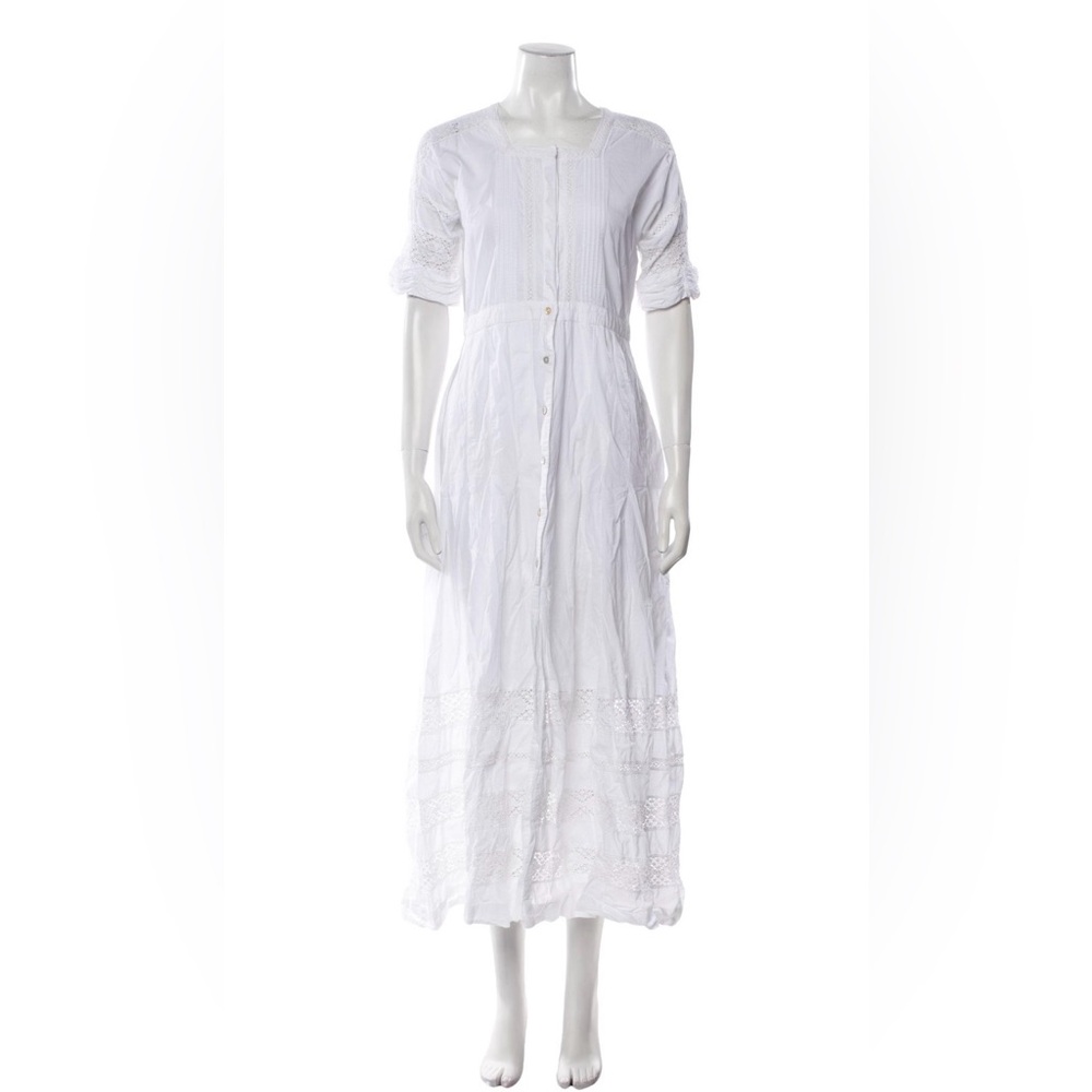 NOT AVAILABLE Loveshackfancy White Cotton Eyelet Midi Edie Dress | Size M Boho - Picture 3 of 9